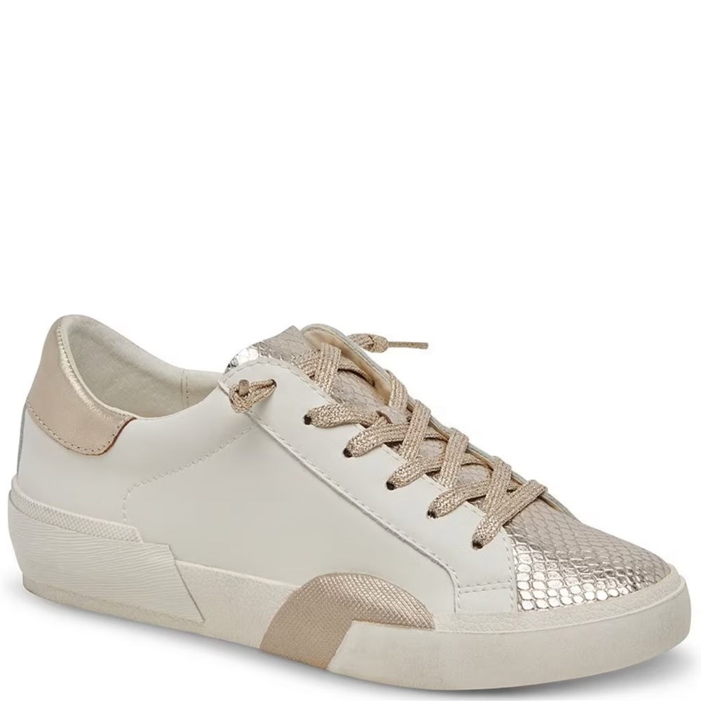 Dolce Vita Cream and Gold Sneakers